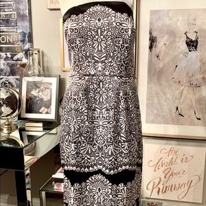 White House black Market printed strapless dress